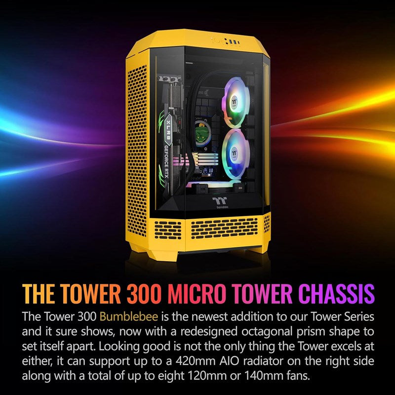 Thermaltake The Tower 300 M-ATX Micro Tower Gaming PC Case - Bumblebee (2 PWM Fans Included) Thermaltake The Tower 300 M-ATX Micro Tower Gaming PC Case - Bumblebee (2 PWM Fans Included)